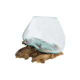 Creative Co-Op Creative Co-op Glass Planter/Vase on Natural Wood Base - Little Miss Muffin Children & Home