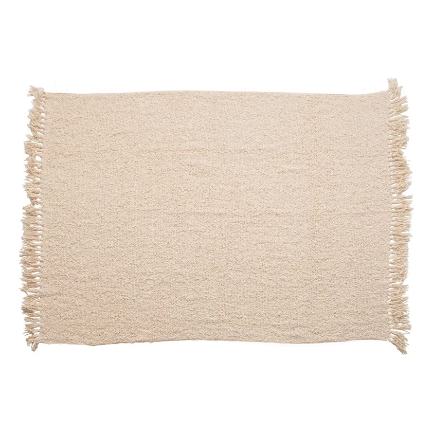 Creative Co-op Creative Co-Op Cotton Blend Bouclé Fringe Throw Blanket, Cream 60x50 - Little Miss Muffin Children & Home