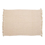 Creative Co-Op Cotton Blend Bouclé Fringe Throw Blanket, Cream 60x50