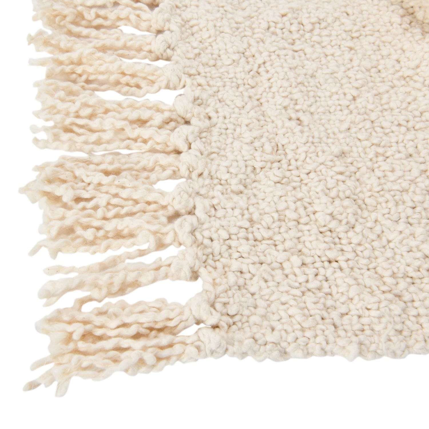 Creative Co-op Creative Co-Op Cotton Blend Bouclé Fringe Throw Blanket, Cream 60x50 - Little Miss Muffin Children & Home