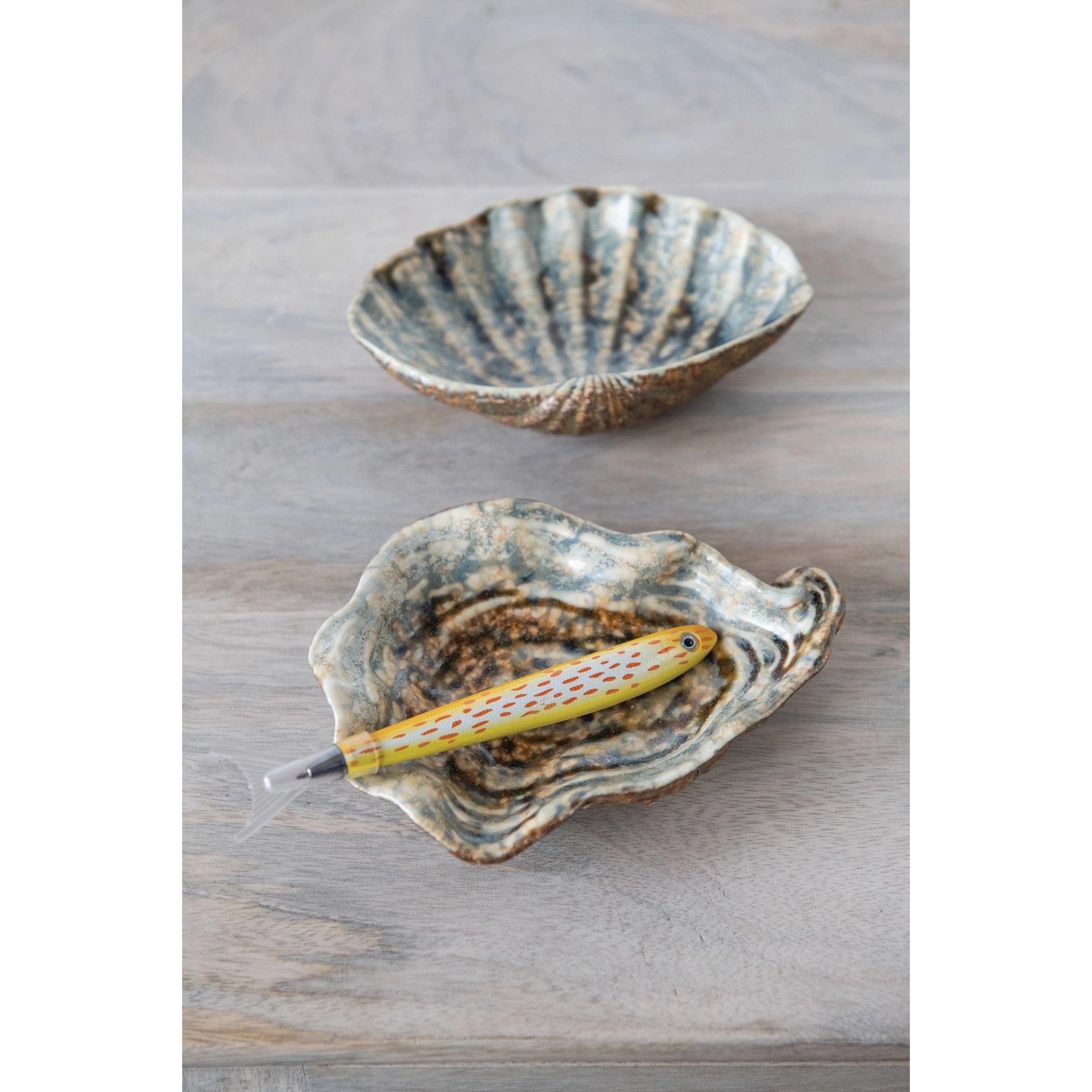 Creative Co-Op Creative Co-op Stoneware Oyster Shell Dish with Reactive Glaze - Little Miss Muffin Children & Home
