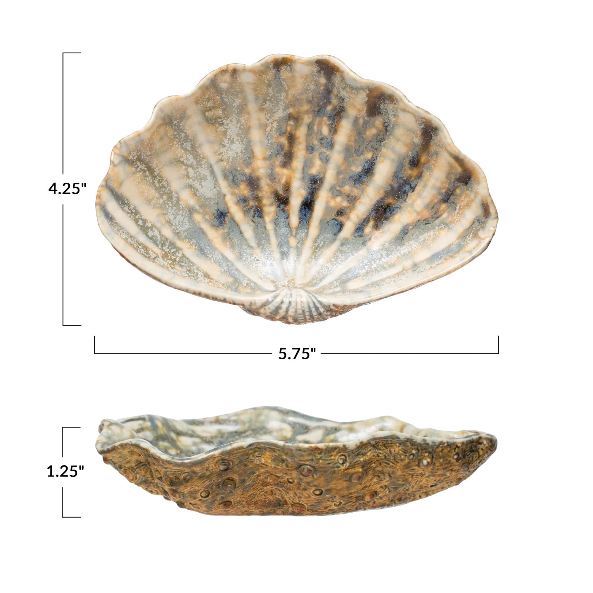 Creative Co-Op Creative Co-op Stoneware Oyster Shell Dish with Reactive Glaze - Little Miss Muffin Children & Home