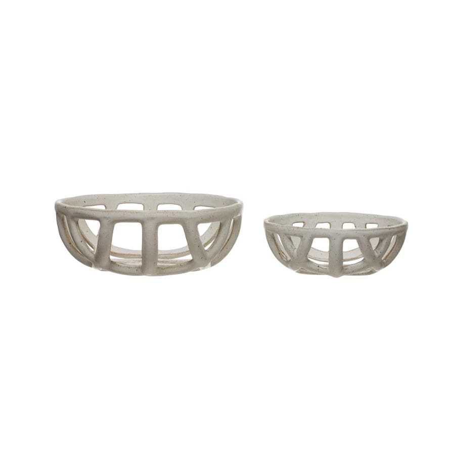Creative Co-op Handmade Stoneware Basket Bowls