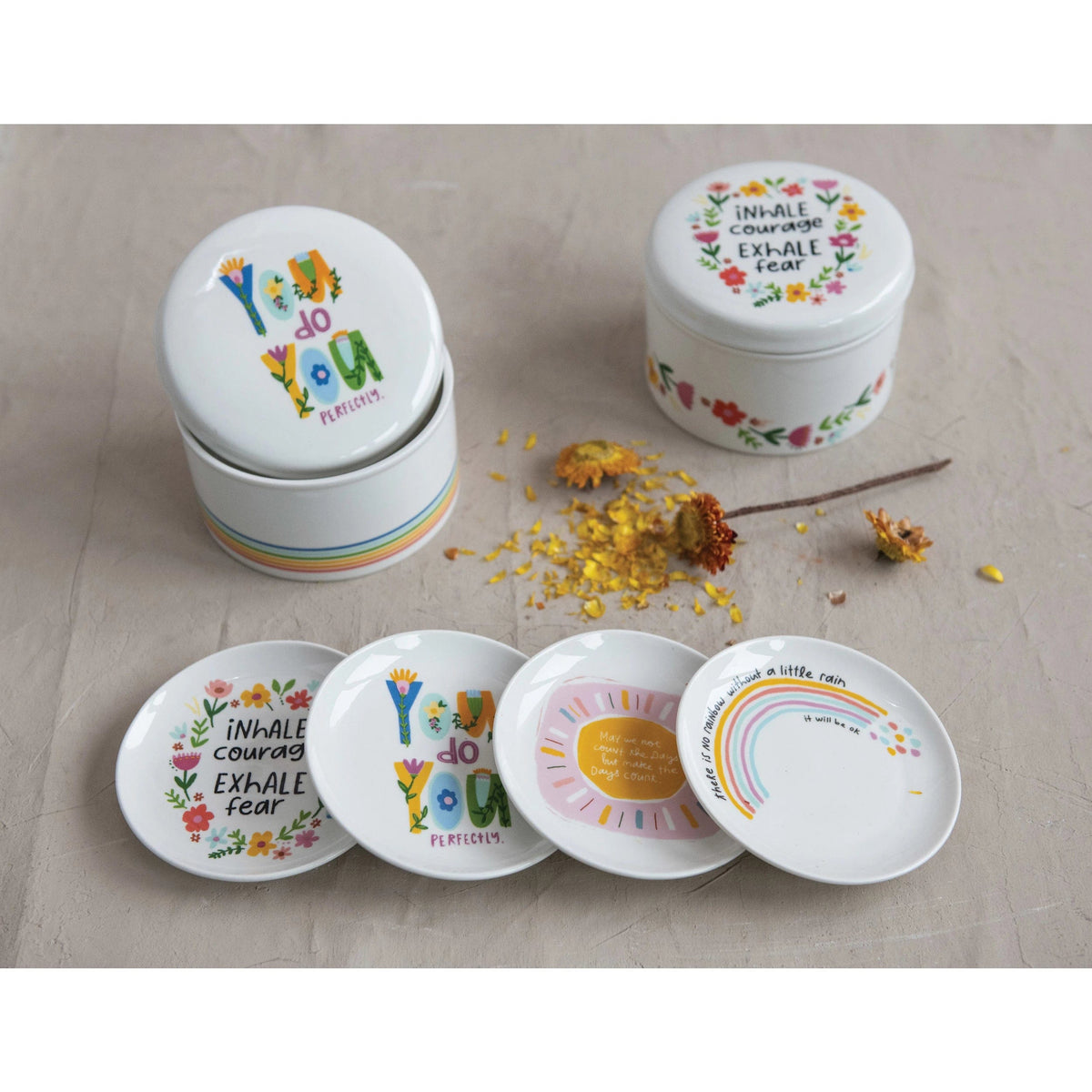 Creative Co-Op Creative Co-op Stoneware Canister with Lid - Little Miss Muffin Children & Home