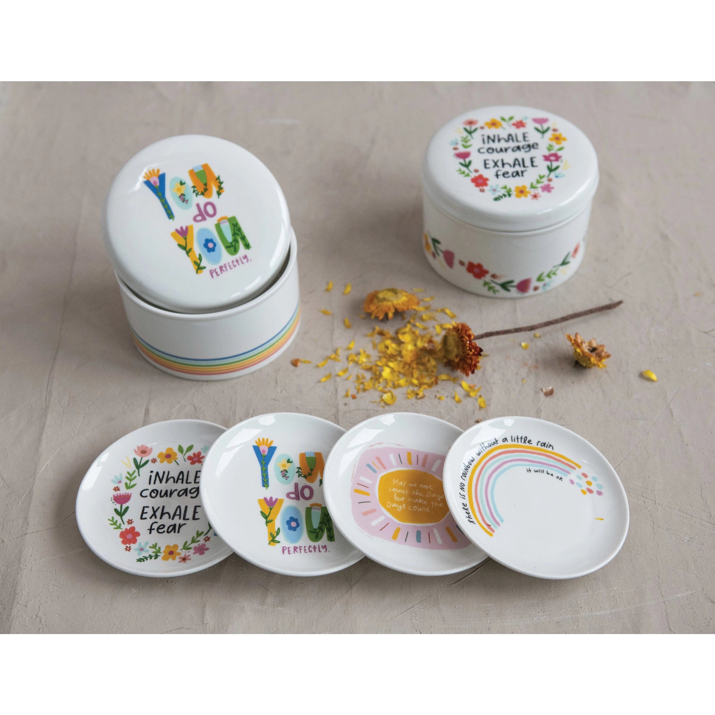Creative Co-Op Creative Co-op Stoneware Canister with Lid - Little Miss Muffin Children & Home
