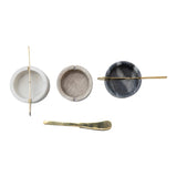 Creative Co-op Marble Bowl with Metal Knife Set