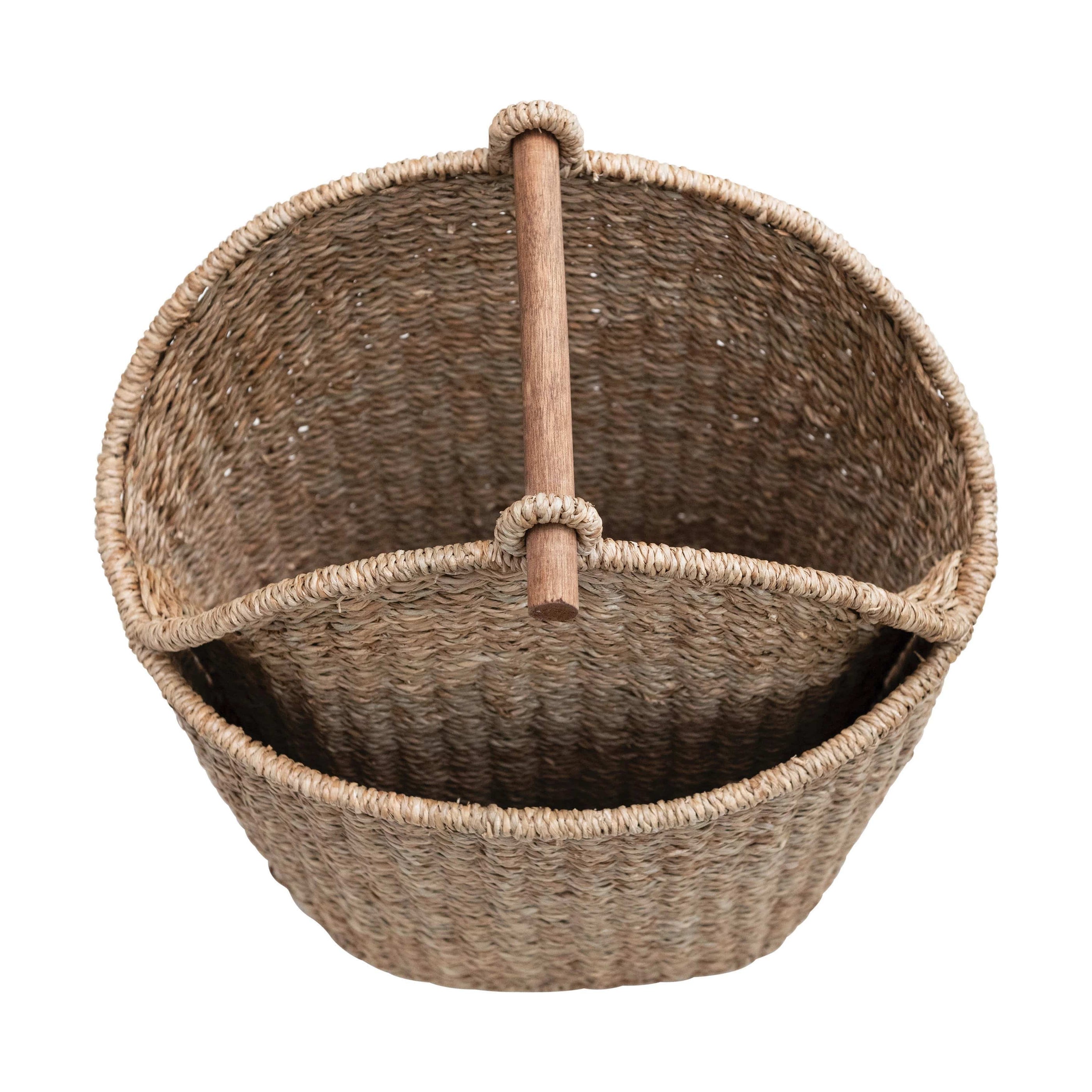 Creative Co-Op Creative Co-op Hand-Woven Bankuan Basket with Wood Handle - Little Miss Muffin Children & Home