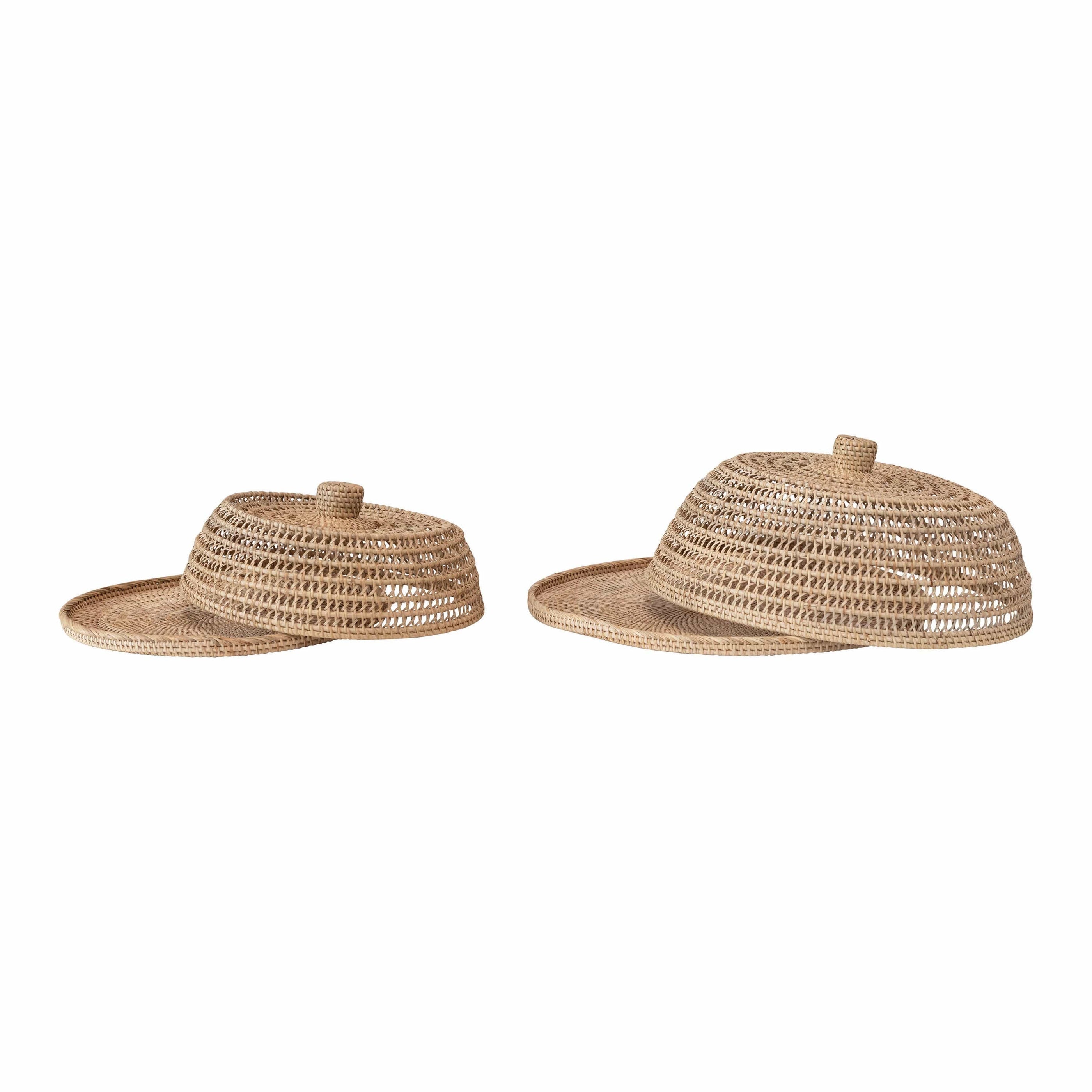 Creative Co-Op Creative Co-op Hand-Woven Rattan Trays with Rattan Food Covers - Little Miss Muffin Children & Home