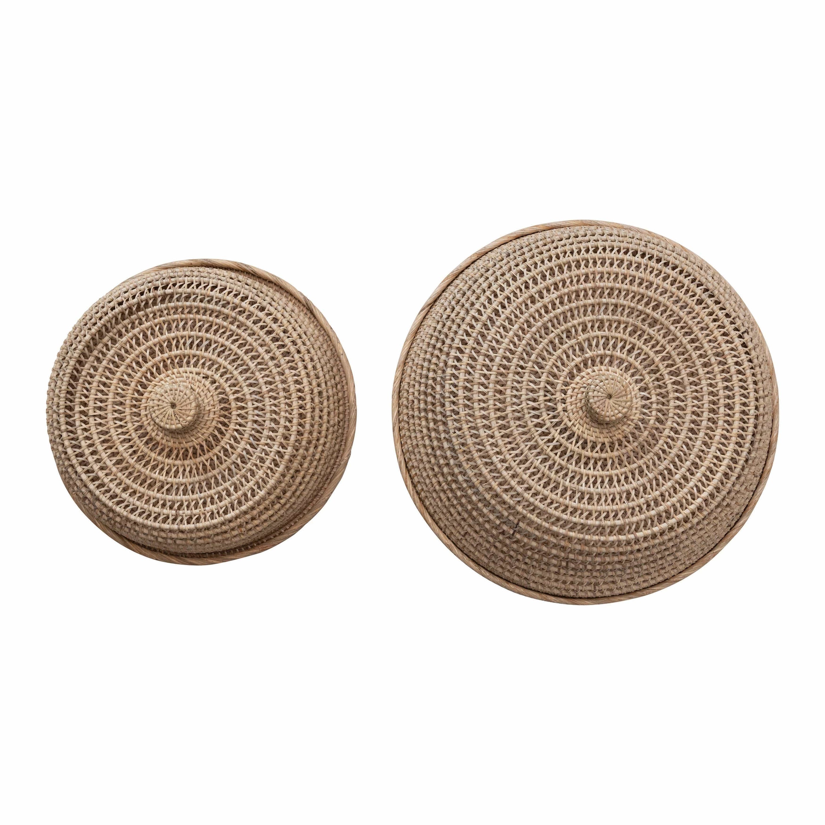 Creative Co-Op Creative Co-op Hand-Woven Rattan Trays with Rattan Food Covers - Little Miss Muffin Children & Home