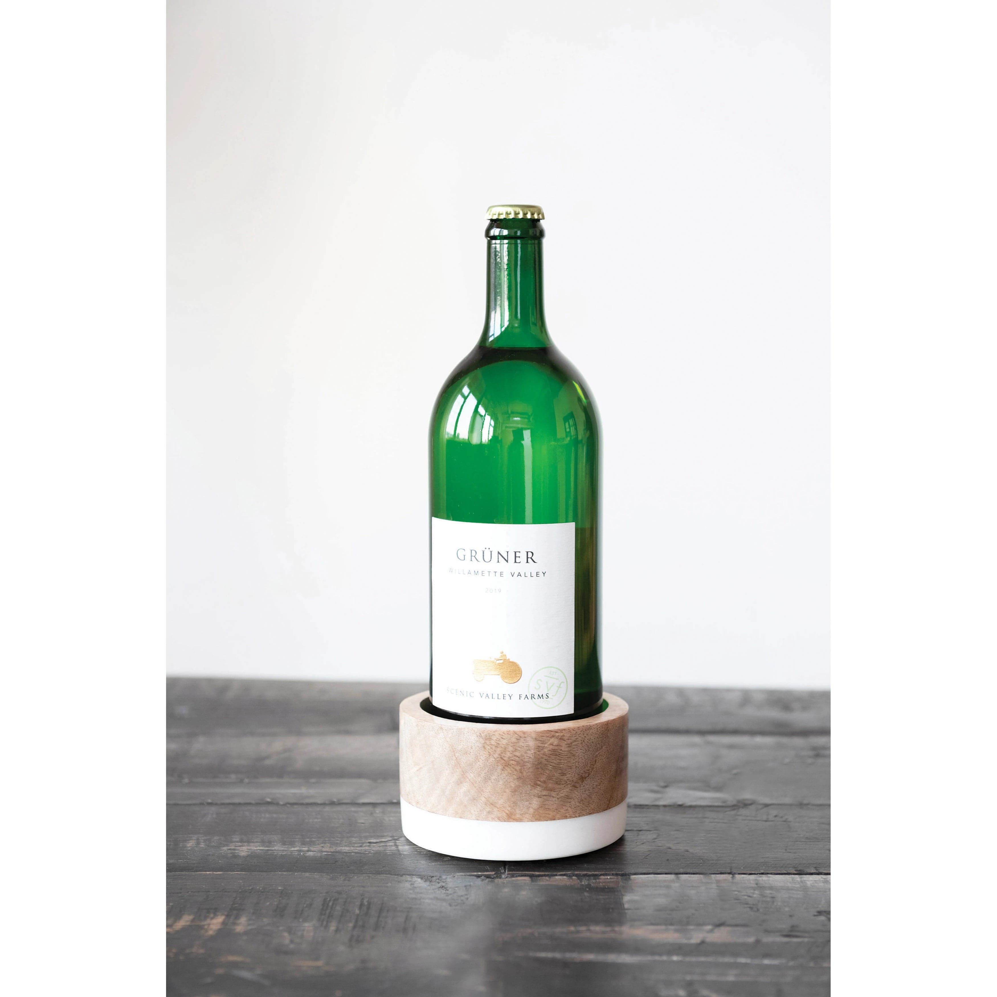 Creative Co-Op Creative Co-op Mango Wood and Marble Bottle Holder - Little Miss Muffin Children & Home