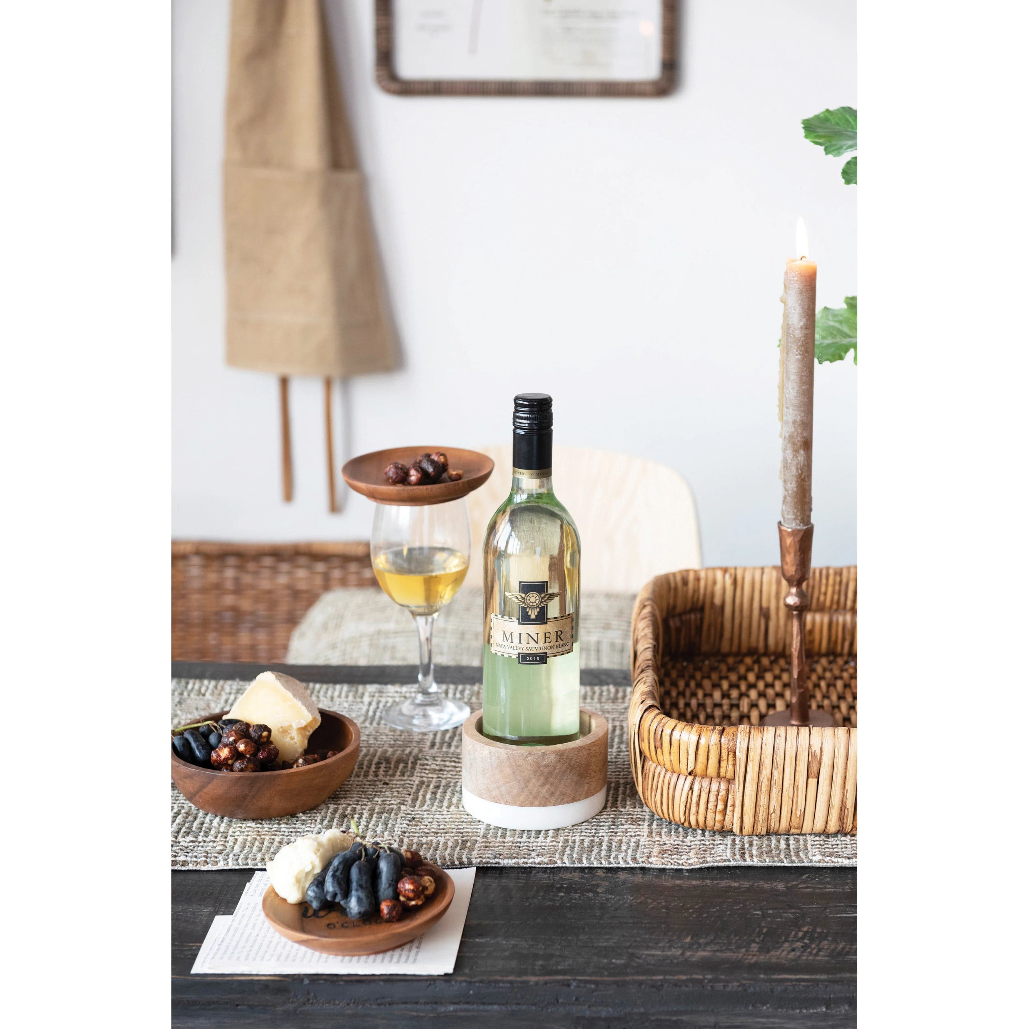 Creative Co-Op Creative Co-op Mango Wood and Marble Bottle Holder - Little Miss Muffin Children & Home