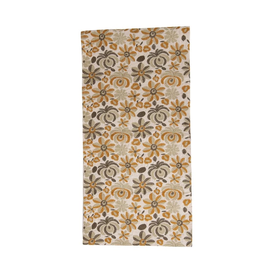 Creative Co-op Cotton Embroidered Table Runner