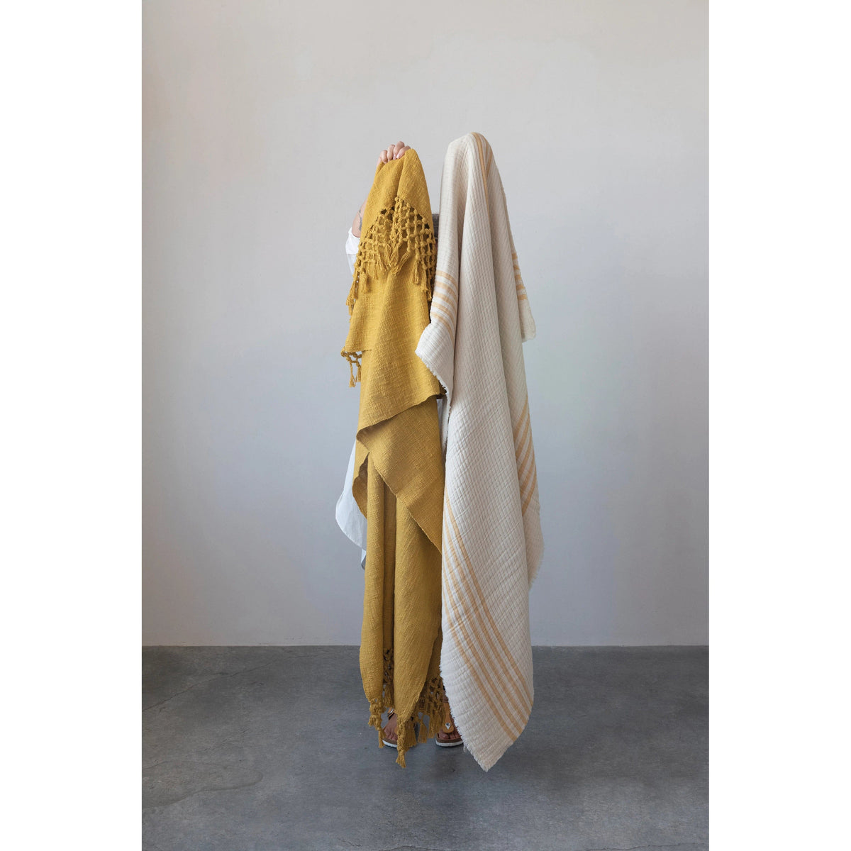 Creative Co-Op Creative Co-op Cotton Double Cloth Striped Throw with Frayed Edges - Little Miss Muffin Children & Home