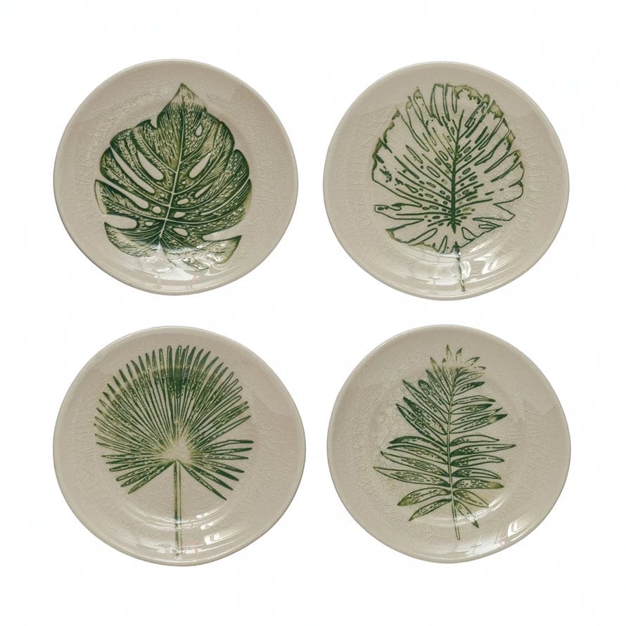 Creative Co-Op Creative Co-op Reactive Crackle Glaze Stoneware Plate with Debossed Leaf - Little Miss Muffin Children & Home