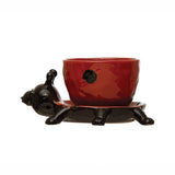 Creative Co-op Stoneware Ladybug Planter with Saucer