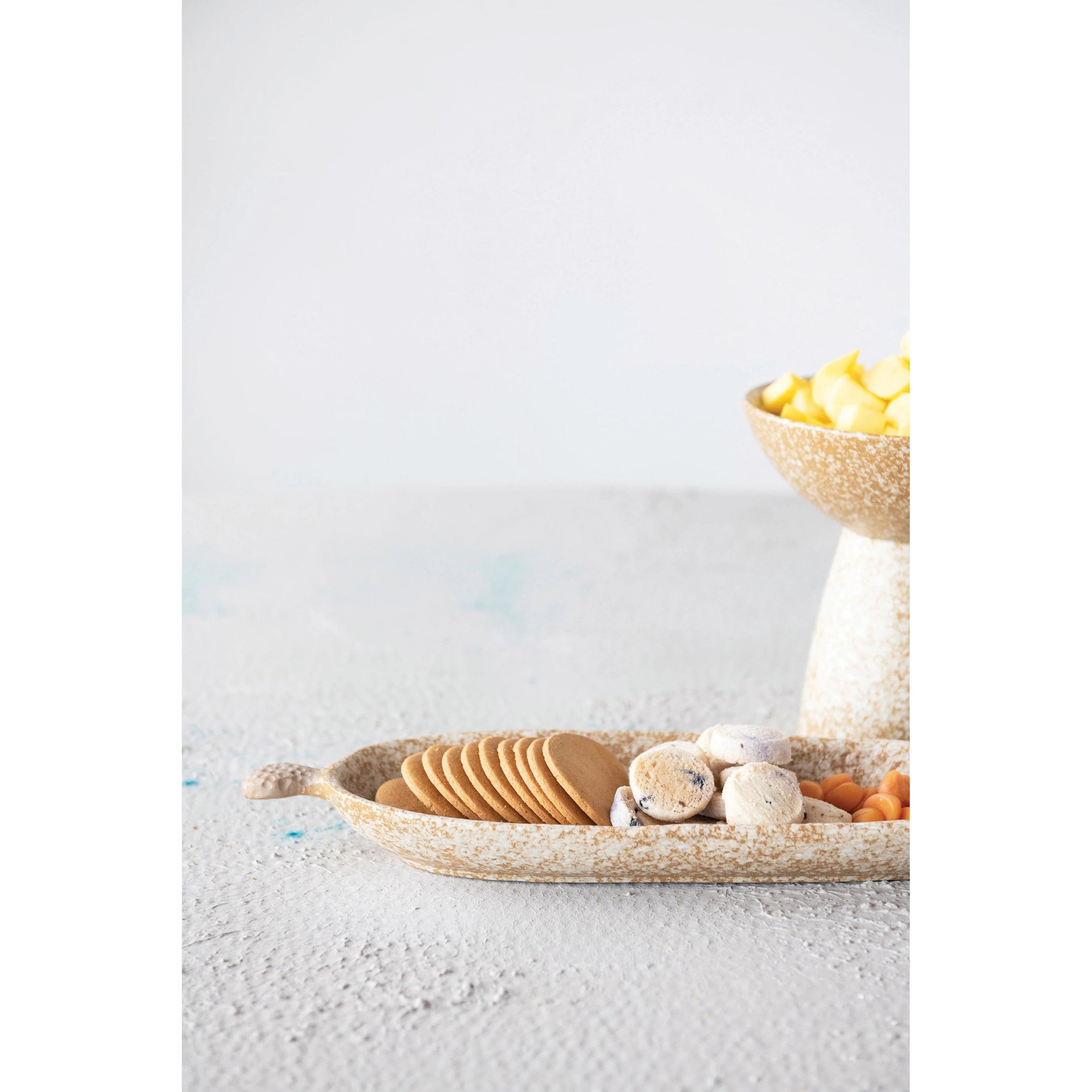 Creative Co-Op Creative Co-op Stoneware Tray with Handles - Little Miss Muffin Children & Home