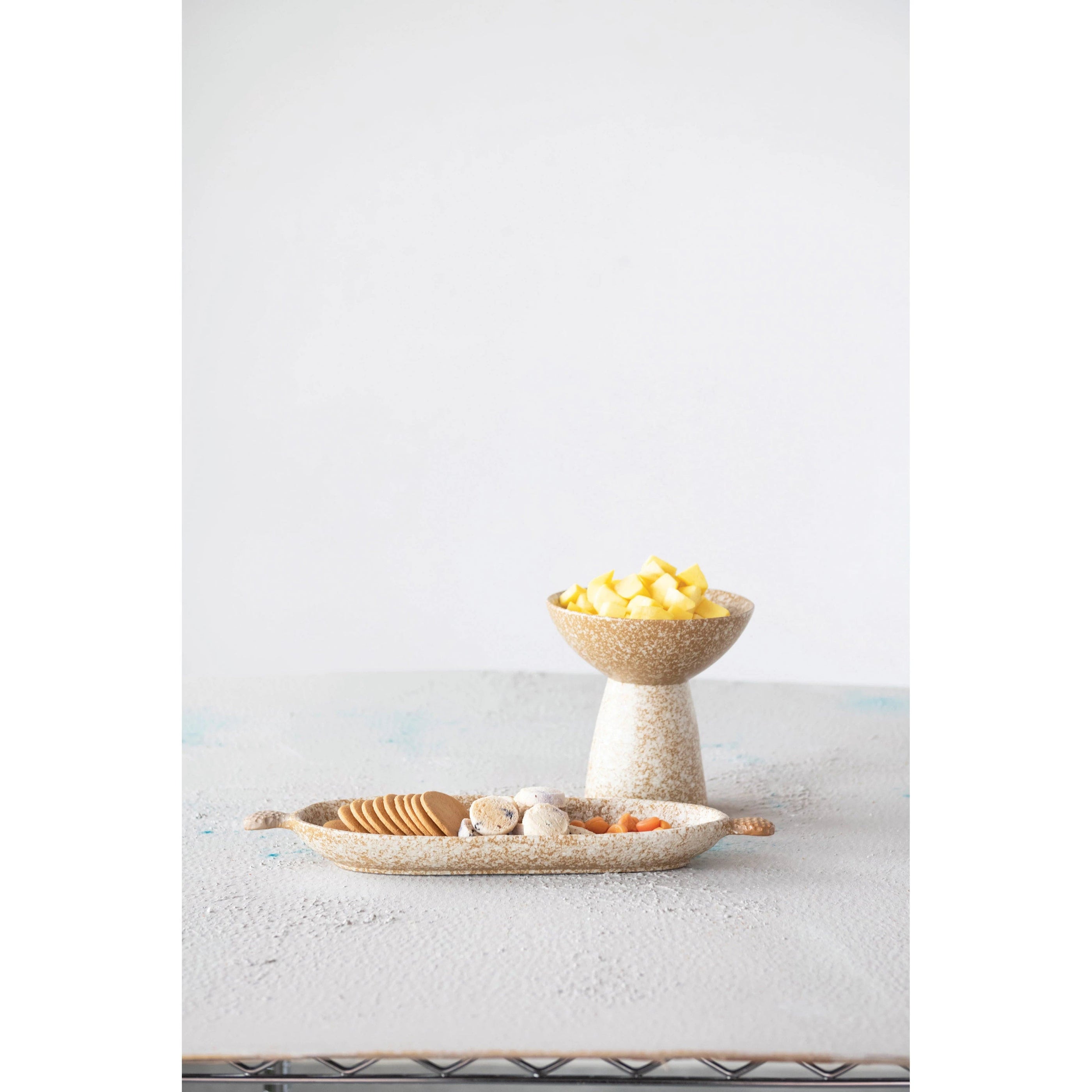 Creative Co-Op Creative Co-op Stoneware Tray with Handles - Little Miss Muffin Children & Home