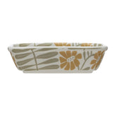 Creative Co-op Hand-Stamped Floral Stoneware Soap Dish 