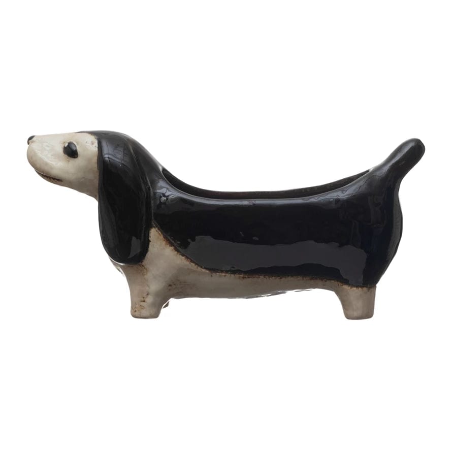 Creative Co-op Hand-Painted Stoneware Dog Planter 