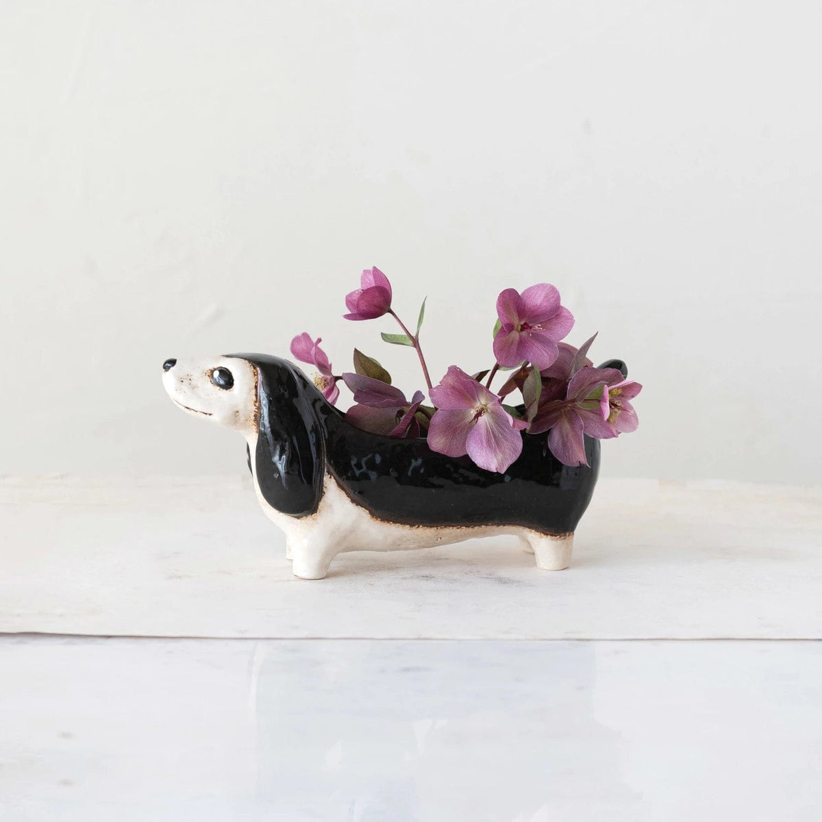 Creative Co-Op Creative Co-op Hand-Painted Stoneware Dog Planter - Little Miss Muffin Children & Home