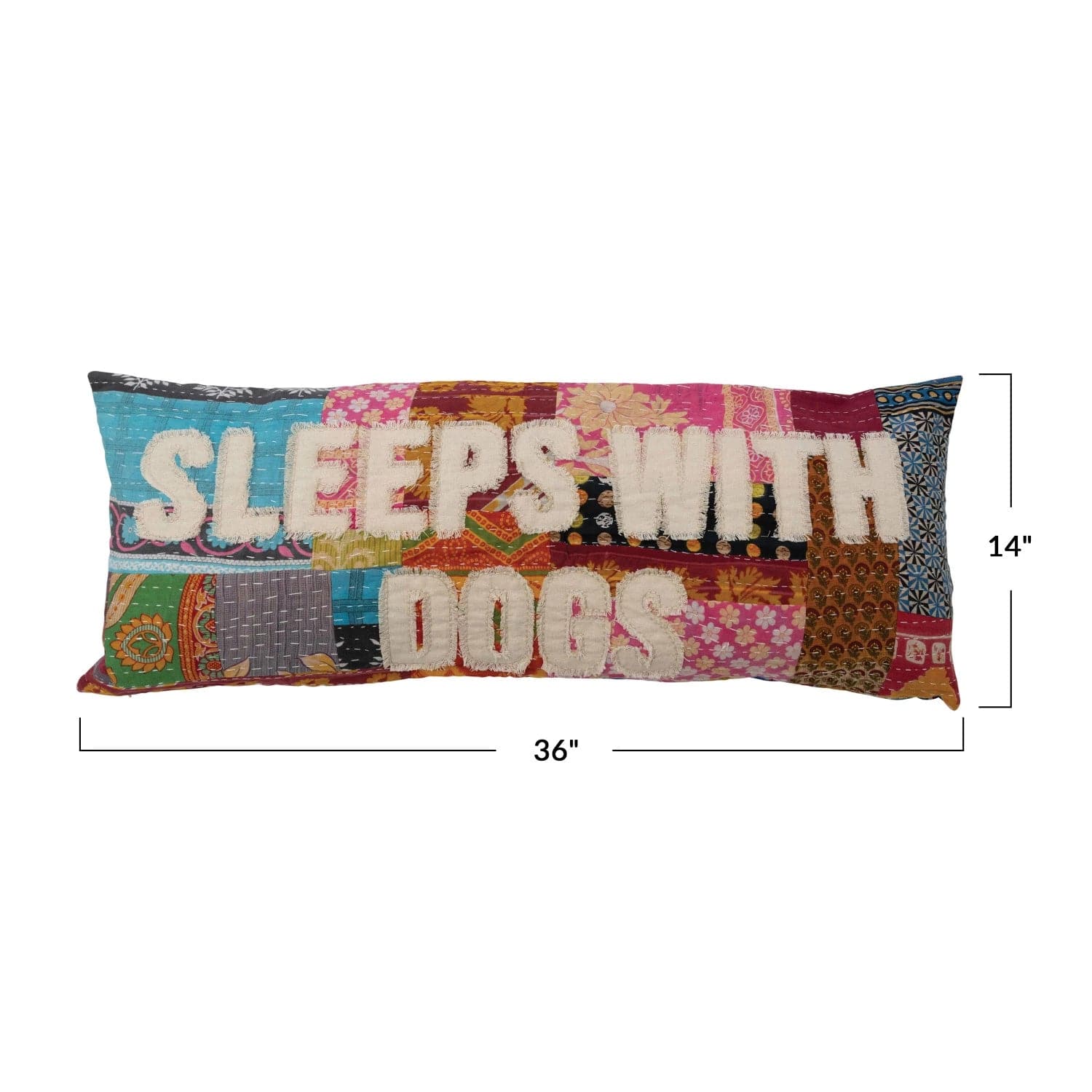 Creative Co-Op Creative Co-op "Sleeps with Dogs" Vintage Kantha Patchwork Lumbar Pillow - Little Miss Muffin Children & Home