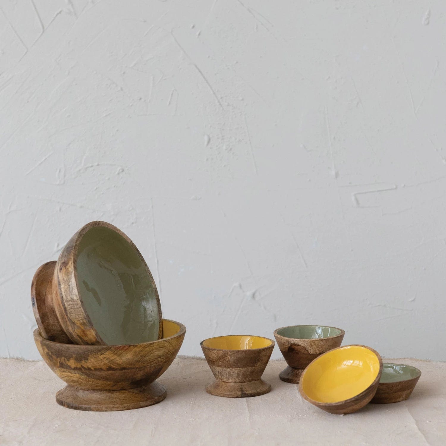 Creative Co-Op Creative Co-op Enameled Mango Wood Footed Bowl - Little Miss Muffin Children & Home