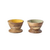 Creative Co-op Enameled Mango Wood Footed Bowl