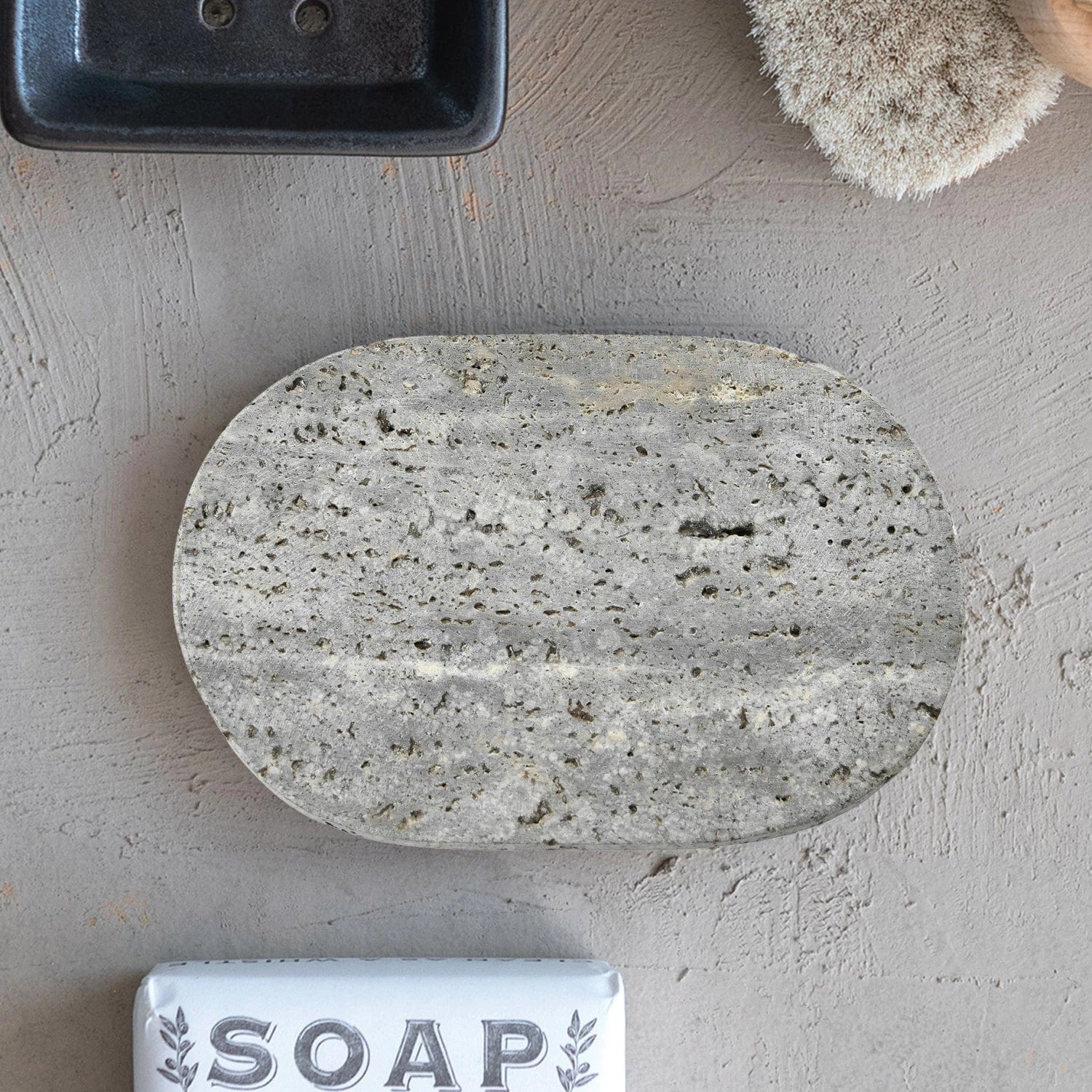 Creative Co-Op Creative Co-op Oval Travertine Soap Dish - Little Miss Muffin Children & Home