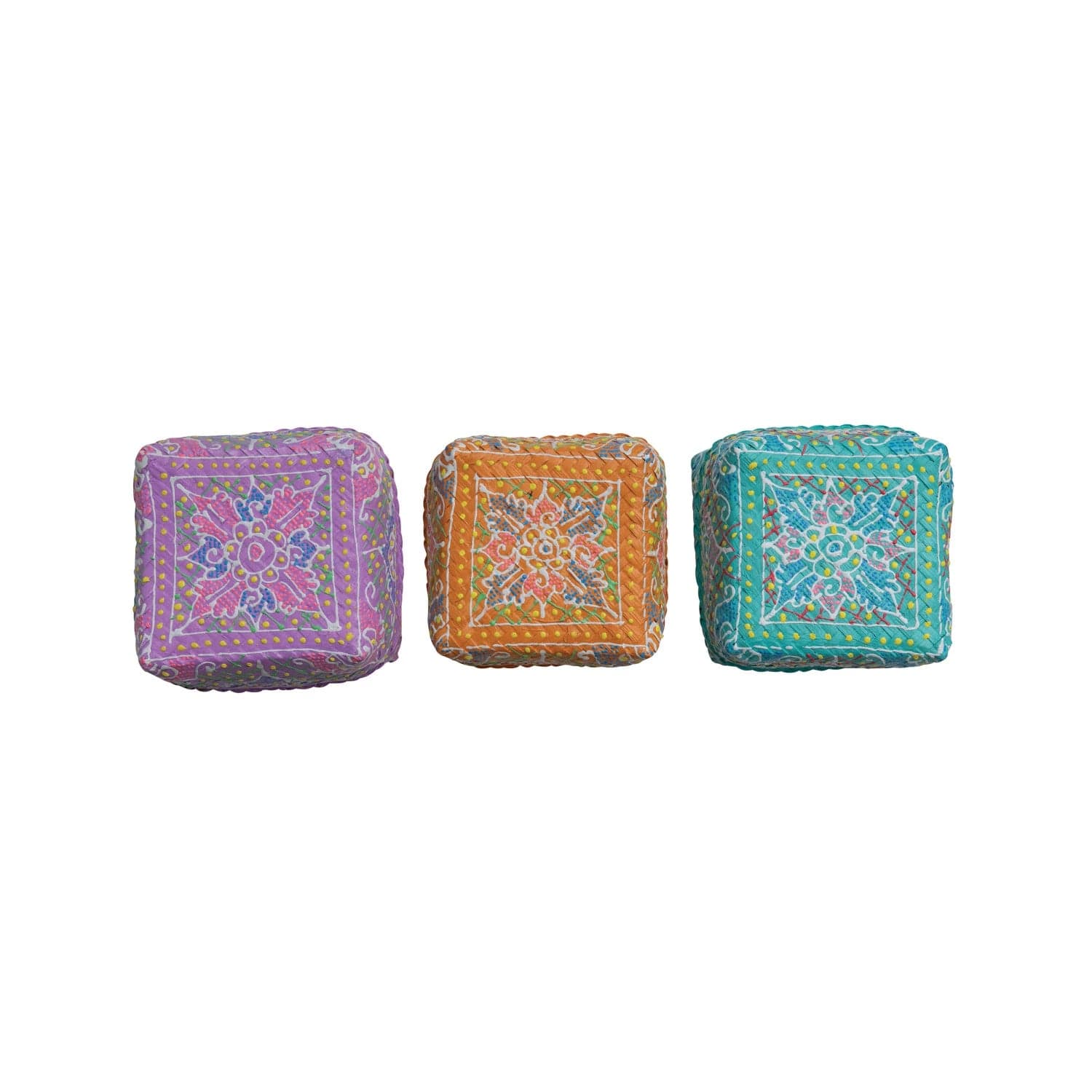 Creative Co-Op Creative Co-op Hand-Painted Woven Bamboo Trinket Boxes, Available in 3 Colors - Little Miss Muffin Children & Home