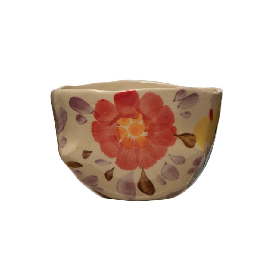 Creative Co-Op Creative Co-op Floral Hand-Painted Stoneware Serving Bowl - Little Miss Muffin Children & Home