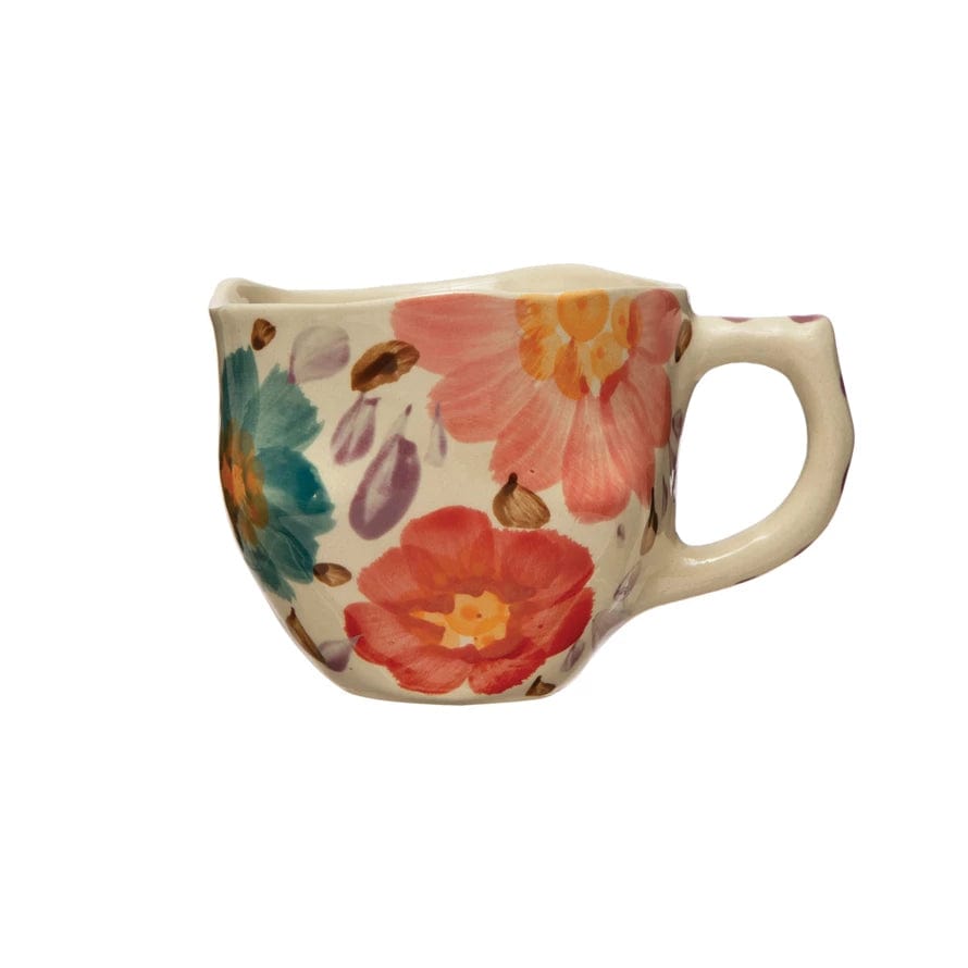 Creative Co-Op Creative Co-op Floral Hand-Painted Stoneware Mug - Little Miss Muffin Children & Home