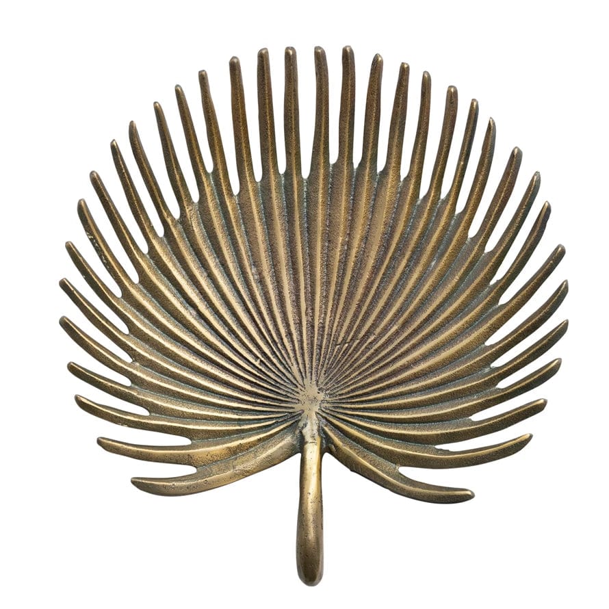 Creative Co-op Creative Co-op Decorative Cast Aluminum Palm Frond Tray, Antique Brass Finish - Little Miss Muffin Children & Home