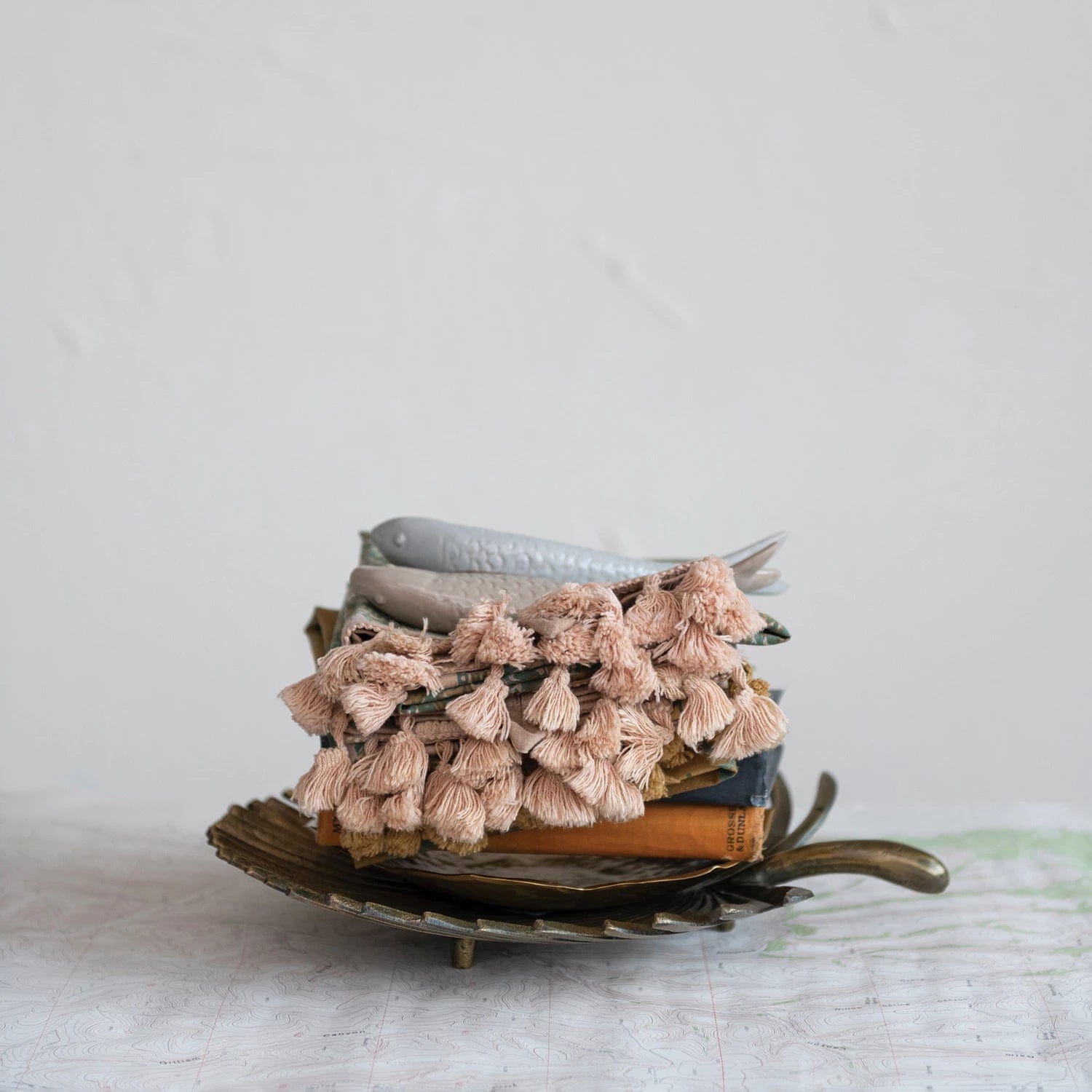 Creative Co-op Creative Co-op Decorative Cast Aluminum Palm Frond Tray, Antique Brass Finish - Little Miss Muffin Children & Home