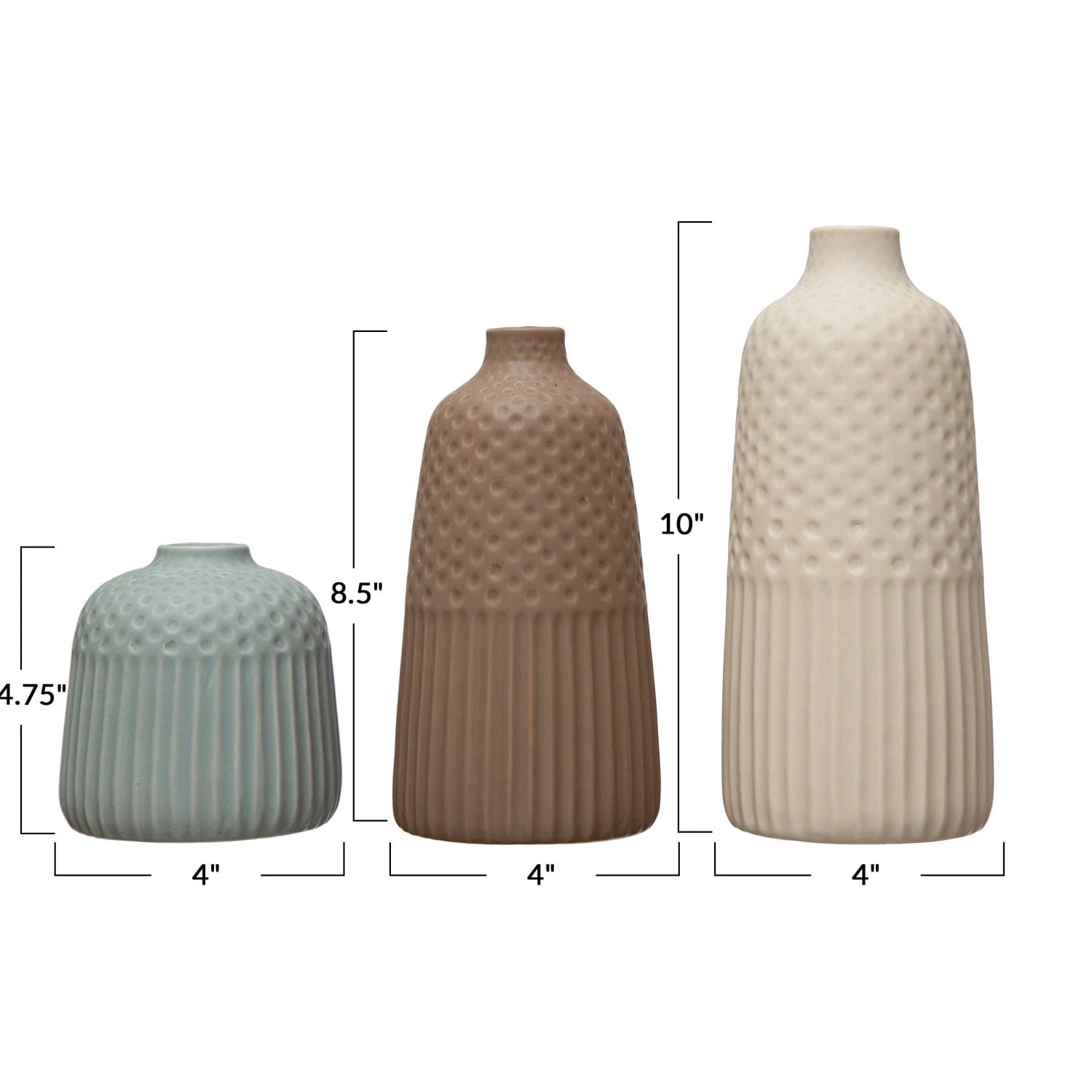 Creative Co-Op Creative Co-op Debossed Stoneware Vases - Little Miss Muffin Children & Home