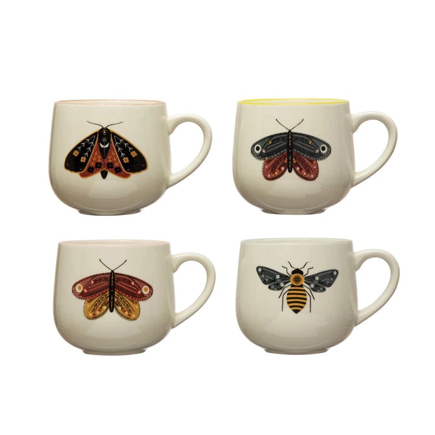 Creative Co-Op Creative Co-op 12 oz. Stoneware Mug with Insect & Colored Rim - Little Miss Muffin Children & Home