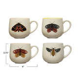 Creative Co-Op Creative Co-op 12 oz. Stoneware Mug with Insect & Colored Rim - Little Miss Muffin Children & Home