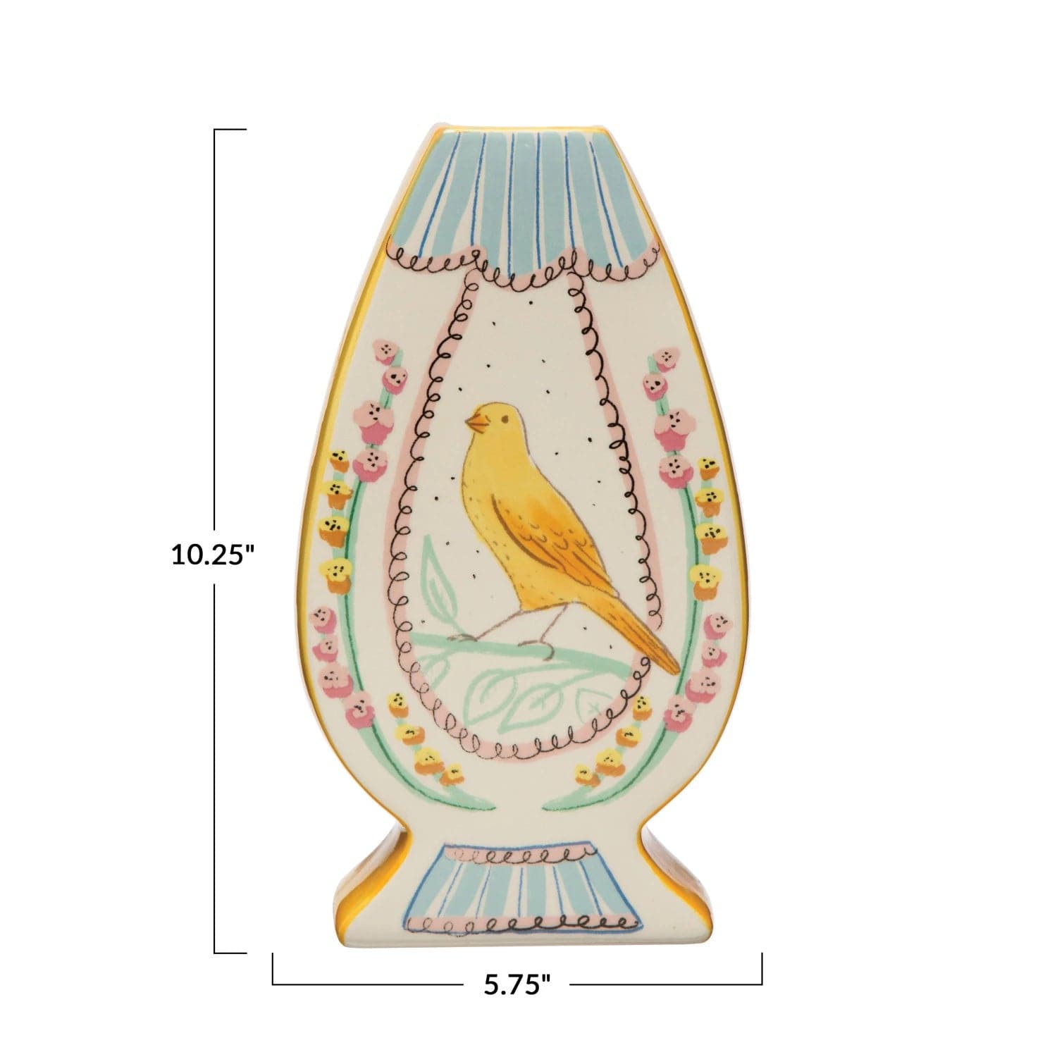 Creative Co-Op Creative Co-op Ceramic Vase with Birds - Little Miss Muffin Children & Home