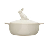 Creative Co-Op Creative Co-op 4 Cup Stoneware Baker with Rabbit Finial - Little Miss Muffin Children & Home