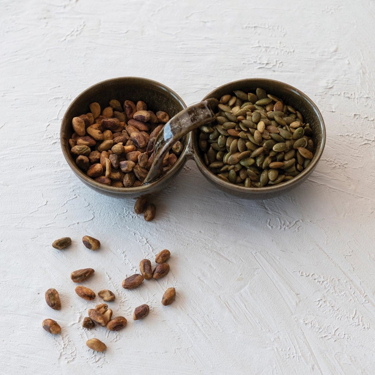 Creative Co-Op Creative Co-op Handled Stoneware Dish with 2 Sections - Little Miss Muffin Children & Home