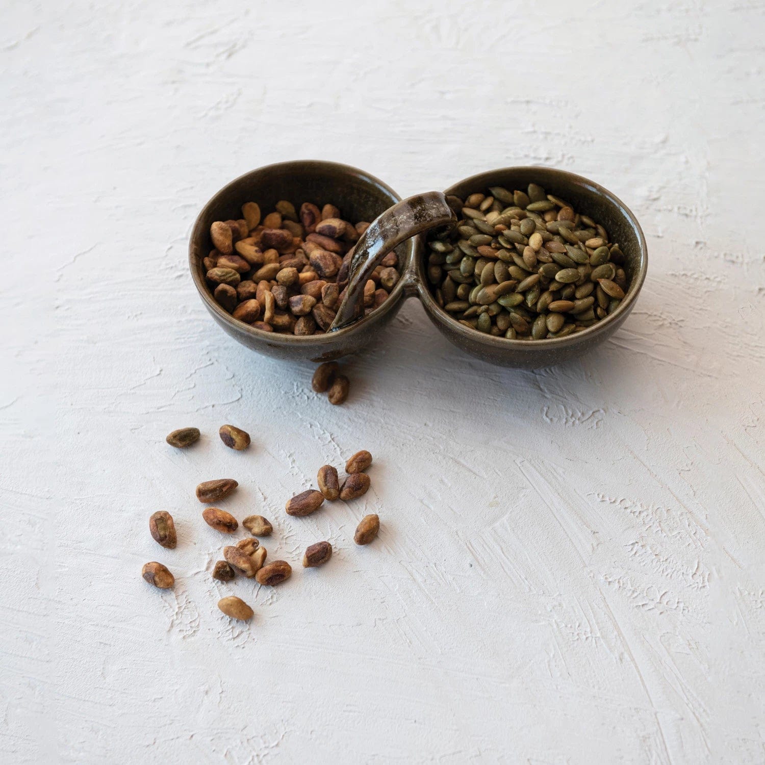 Creative Co-Op Creative Co-op Handled Stoneware Dish with 2 Sections - Little Miss Muffin Children & Home