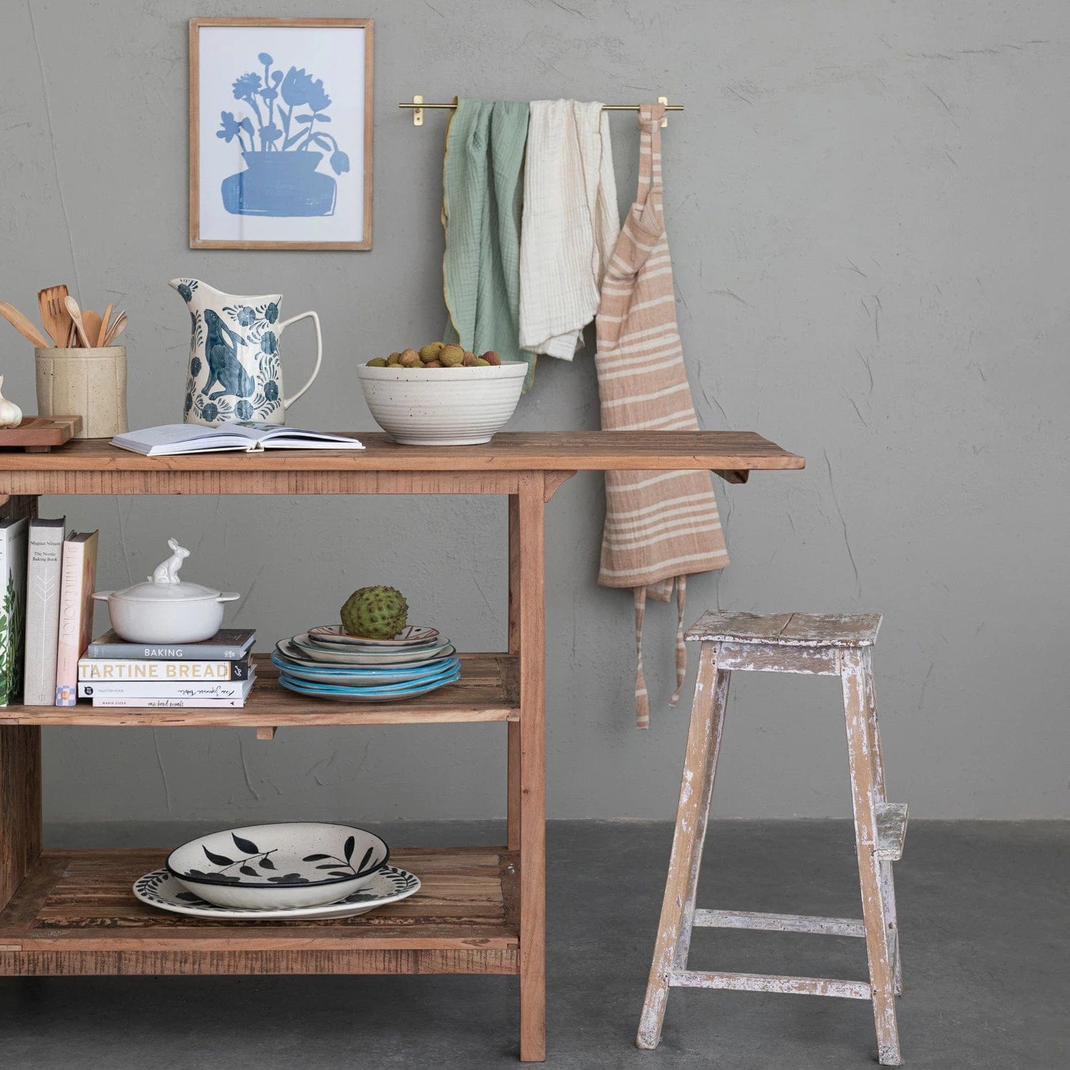 Creative Co-Op Creative Co-op 3 Quart Hand-Painted Rabbit Stoneware Pitcher - Little Miss Muffin Children & Home