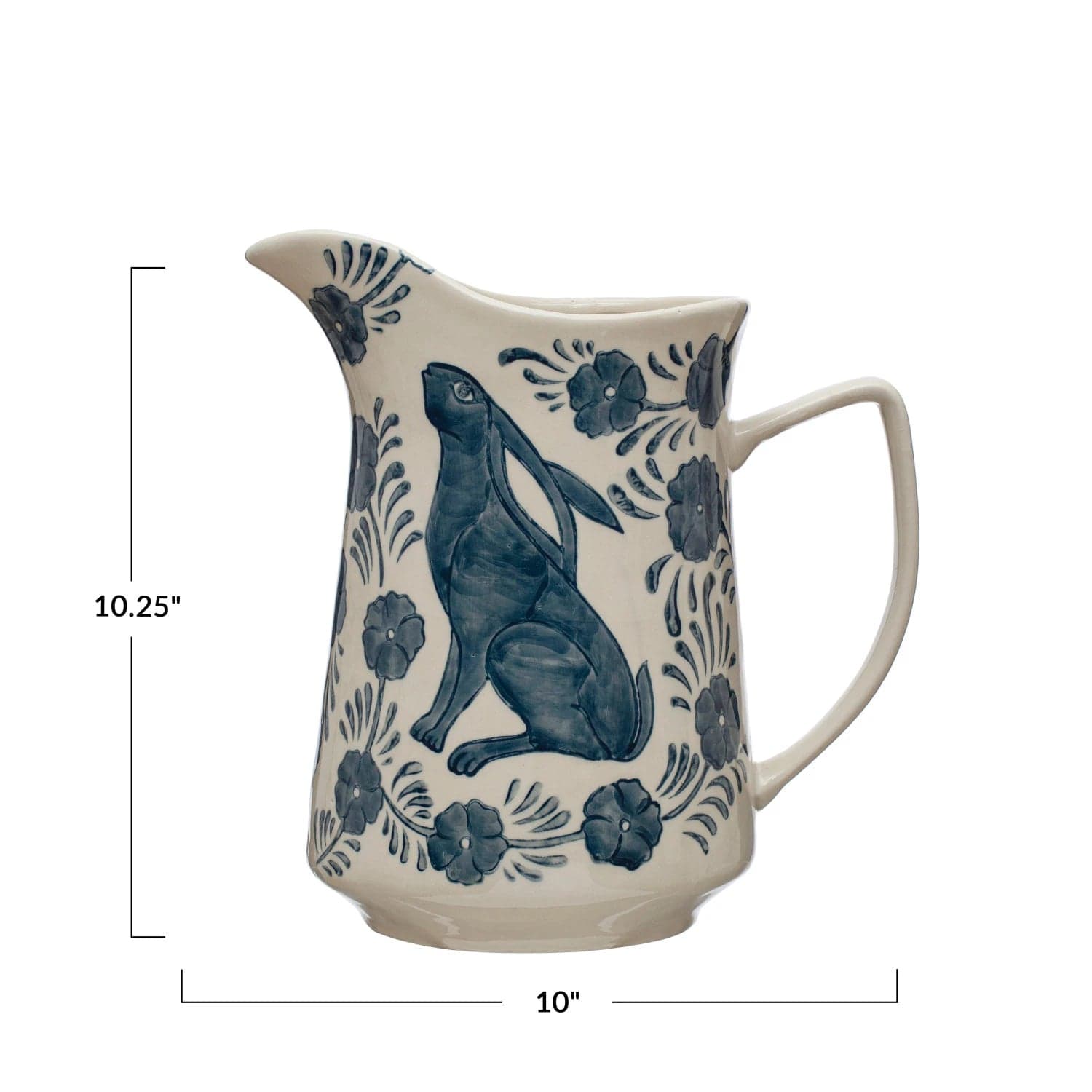 Creative Co-Op Creative Co-op 3 Quart Hand-Painted Rabbit Stoneware Pitcher - Little Miss Muffin Children & Home