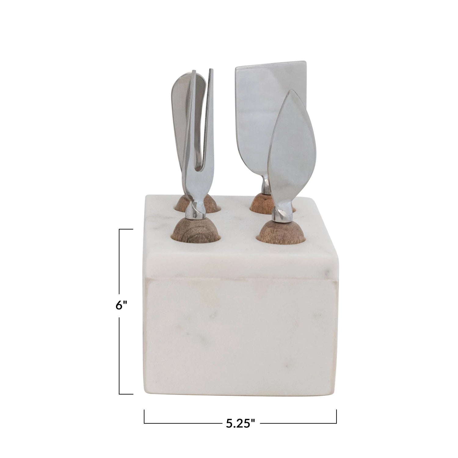 Creative Co-Op Creative Co-op Stainless Steel Cheese Servers with Mango Wood Handles & Marble Stand, 5 Piece Set - Little Miss Muffin Children & Home