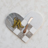Creative Co-Op Creative Co-op Two-Tone Marble Heart Shaped Cheese/Cutting Board with Canape Knife - Little Miss Muffin Children & Home