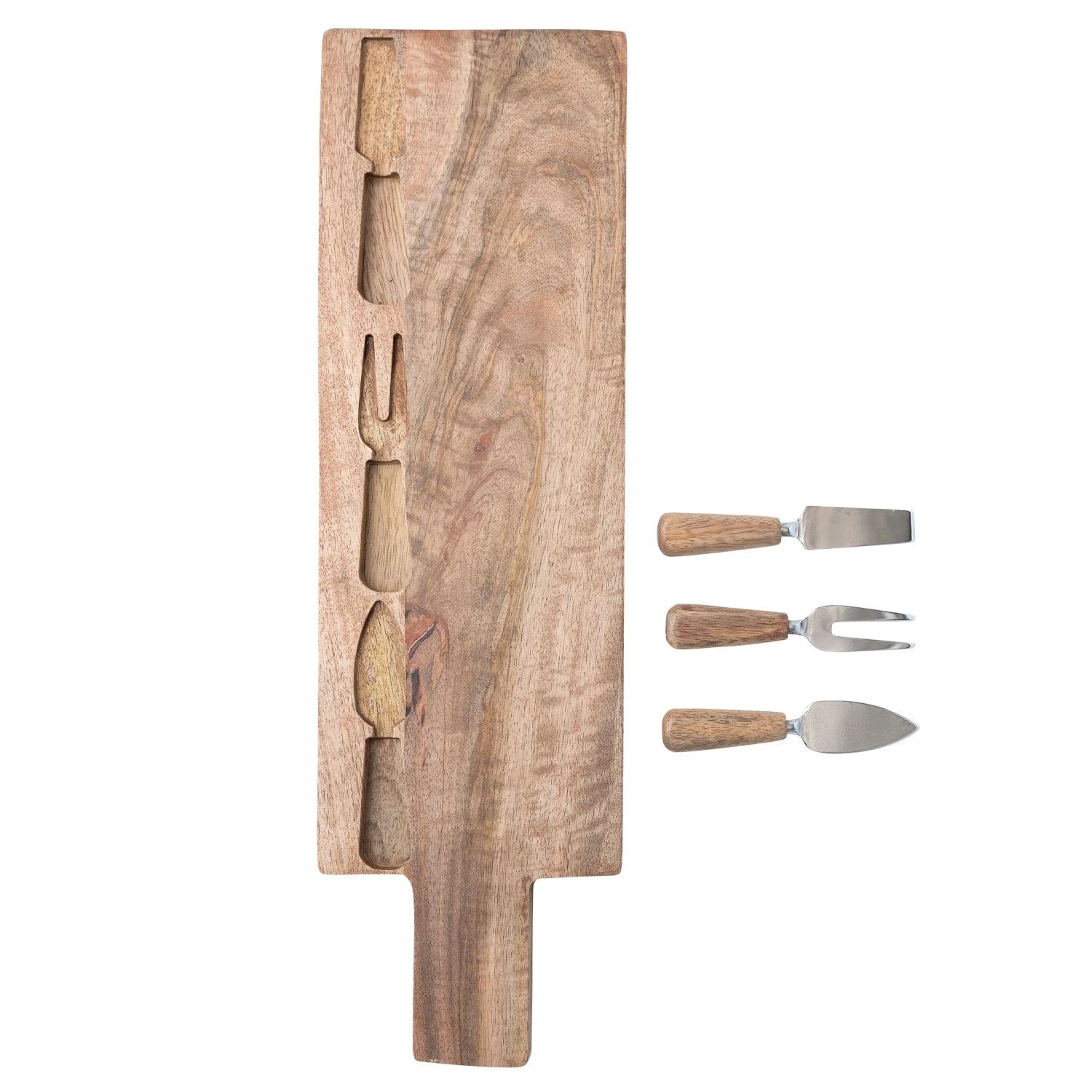 Creative Co-Op Creative Co-op Mango Wood Cheese Cutting Board with Cheese Utensils - Little Miss Muffin Children & Home