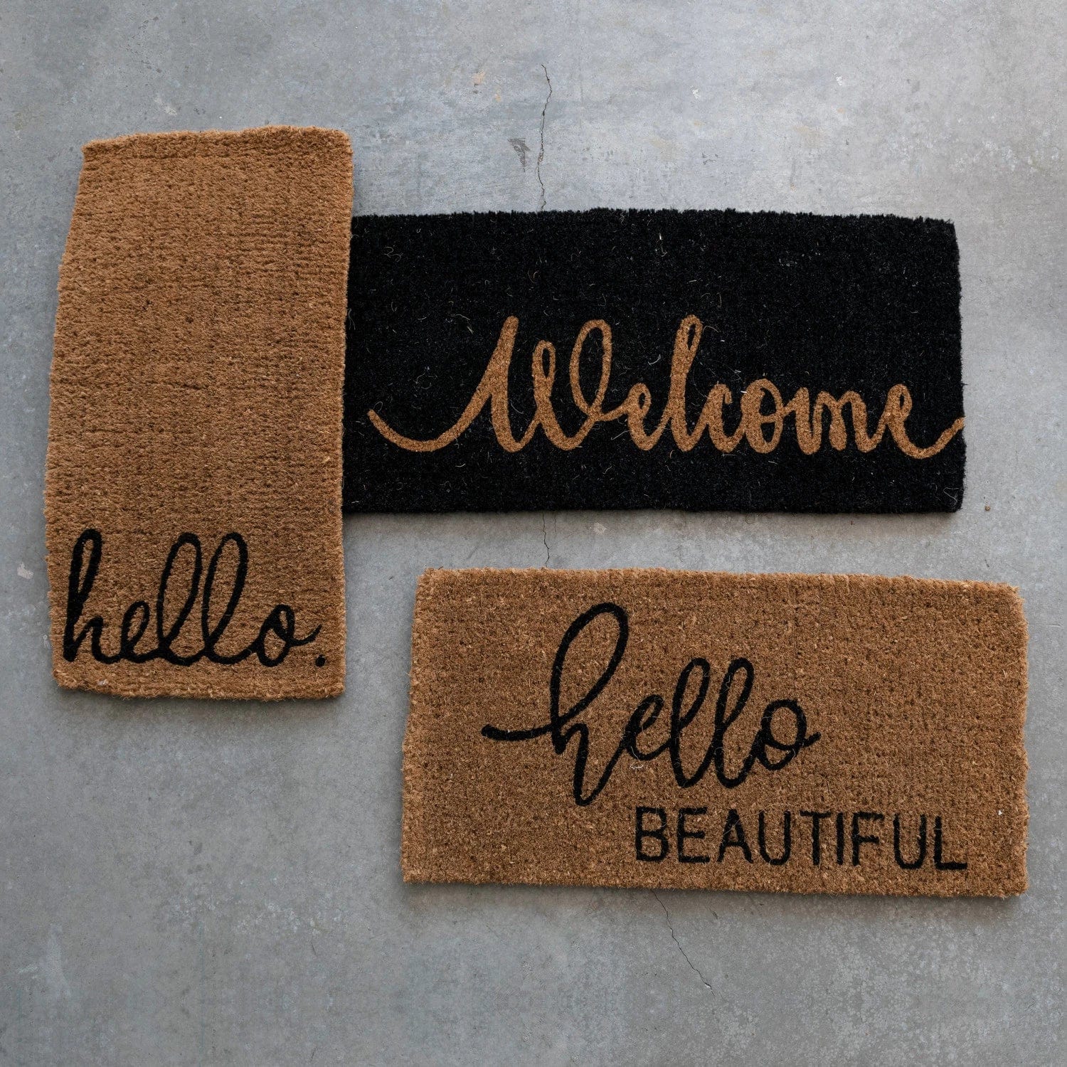 Creative Co-Op Creative Co-op "Hello Beautiful" Natural Coir Doormat - Little Miss Muffin Children & Home