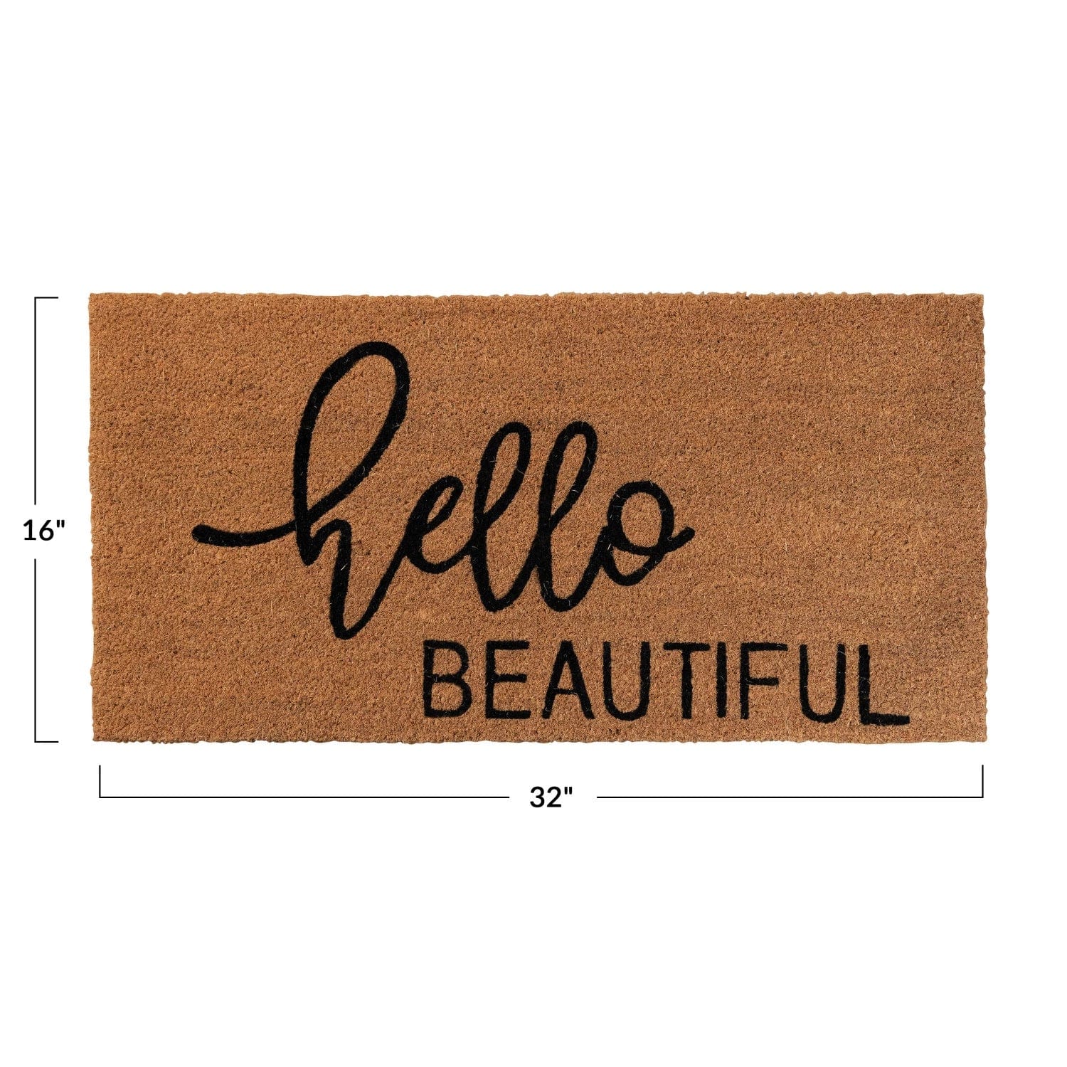 Creative Co-Op Creative Co-op "Hello Beautiful" Natural Coir Doormat - Little Miss Muffin Children & Home