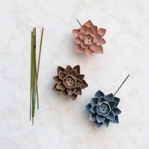 Creative Co-Op Creative Co-op Handmade Stoneware Flower Incense Holder - Little Miss Muffin Children & Home