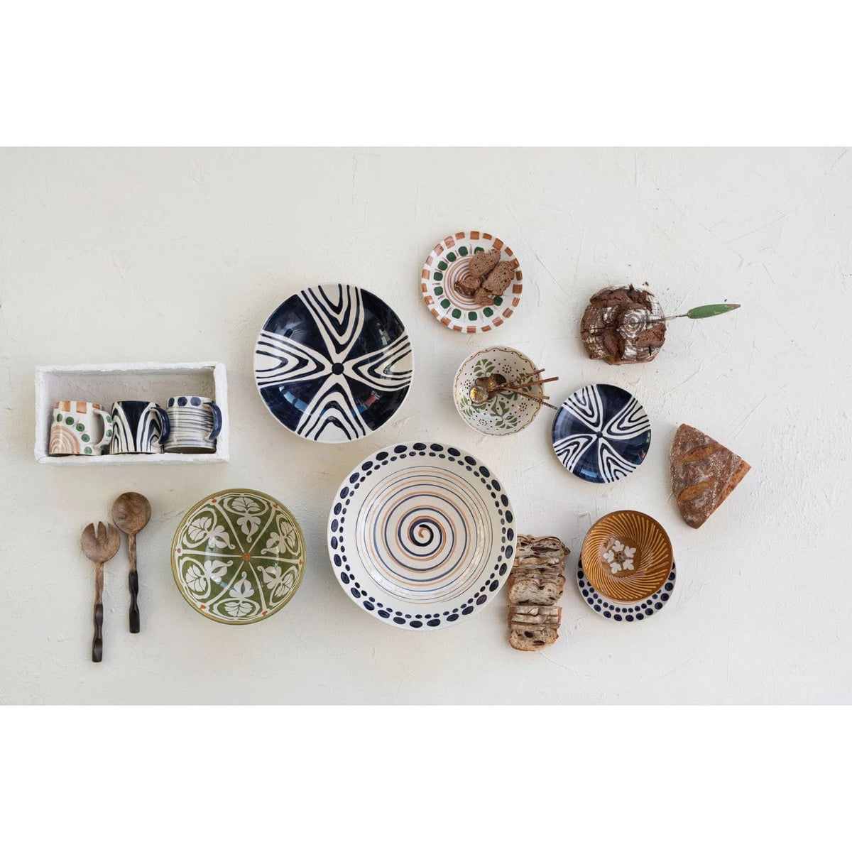 Creative Co-Op Creative Co-op Hand-Painted Stoneware Serving Bowl - Little Miss Muffin Children & Home