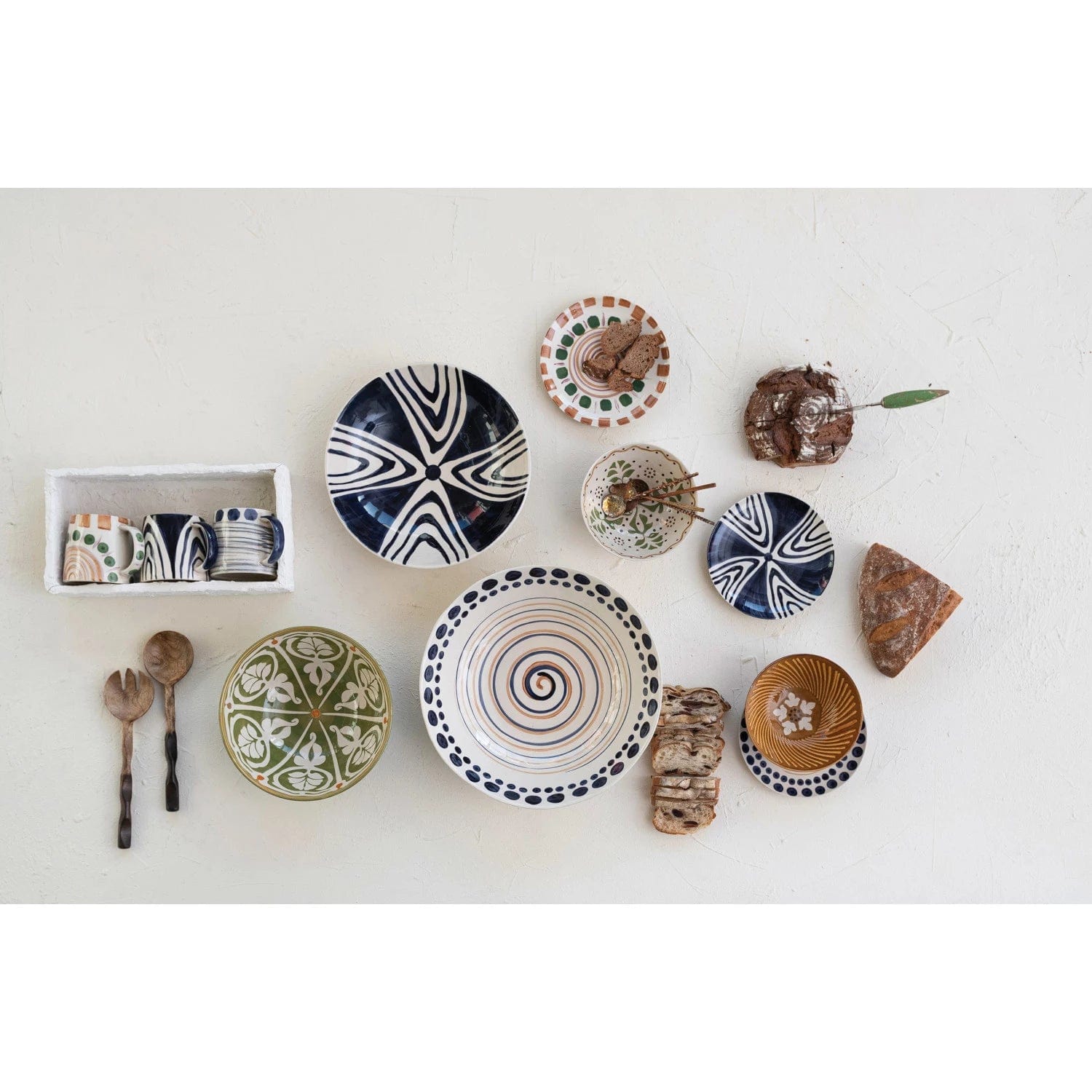 Creative Co-Op Creative Co-op Hand-Painted Stoneware Serving Bowl - Little Miss Muffin Children & Home